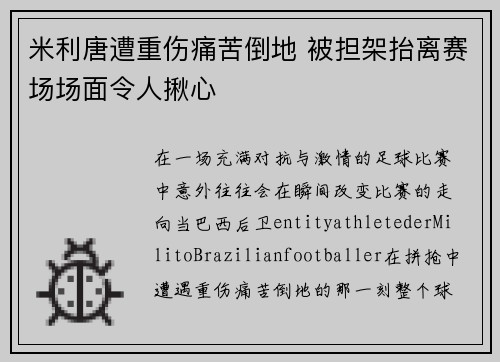 米利唐遭重伤痛苦倒地 被担架抬离赛场场面令人揪心